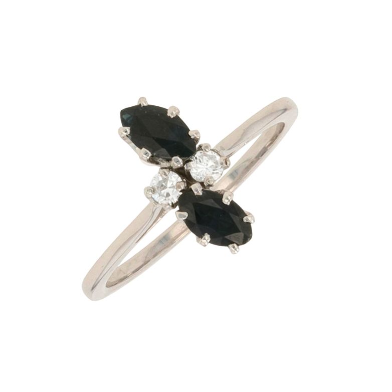 Bague saphirs 0.40 carat et diamants 0.06 carat or blanc 2.31g Comme neuf -  reconditionné disponible sur Gemme Les Bijoux